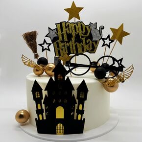 Wizard Birthday Cake Decorations Castle Cake Decorations Glitter Wizard Themed Cake Decorations