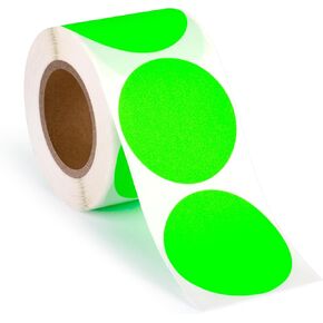 300pcs Neon Green Dot Sticker Label Roll, 2" Diameter, Labels for Inventory, Color Code Labels, Organization Stickers, 300/roll