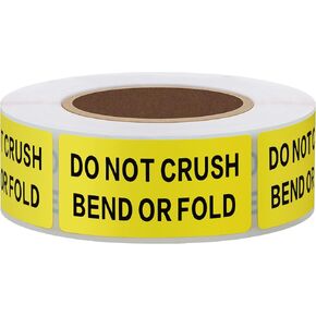 Hybsk 1x2 inch DO NOT Crush Bend OR FOLD Warning Shipping Stickers Self Adhesive Labels