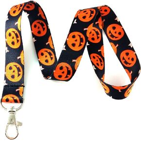Halloween Pumpkins Print Lanyard Key Chain Id Badge Holder