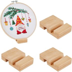 OLYCRAFT 4Pcs Embroidery Hoop Wooden Base Embroider Hoop Base 2.1x3.1 Inch Embroidery Hoop Easels Rectangle Embroidery Display Stand Cross Stitch Hoop Accessories Decor