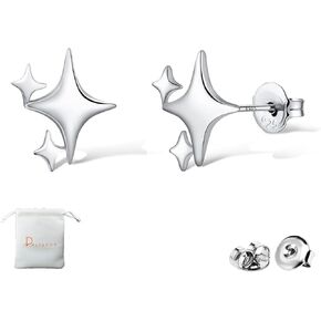 925 Sterling Silver Studs Earrings for Women 2 Pairs Star Stud Earrings Set Hypoallergenic Silver Stud Earrings Dainty Star Earrings for Women
