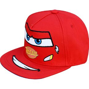 Disney Pixar Cars Baseball Cap, Lightning McQueen Kids Cotton Adjustable Hook and Loop Closure Hat with Flat Brim, Red, One Size