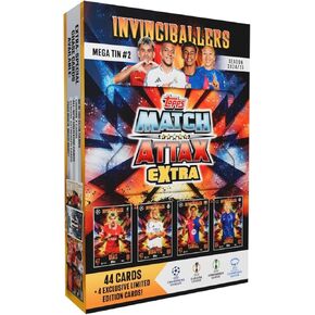 Match attax Topps Extra 24/25 - One Random Mega Tin - 48 Cards Including 4 Exclusive LE Soccer Cards with Hassential Sticker