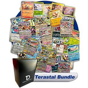 Terastal Pokémon Compatible TCG Random Assortment Bundle || Guaranteed Terastal Card + 15 Random Reverse Holos + Dan123yal Deck Box