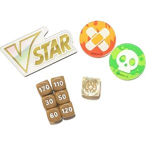 Brilliant Star - Dice & Damage Counter Set - Poison Burn & VStar Marker - Acrylic - Elite Trainer Box Exclusive