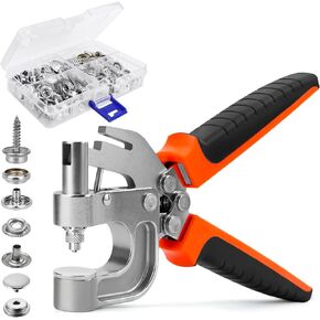 Sopnom Snap Fastener Tool, Heavy Duty Snap Button Kit with 40 Sets 15mm Metal Snap Buttons, Handheld Snap Tool for Installation or Repairing Snaps on Boat Covers, Canvas, Leather, Fabric
