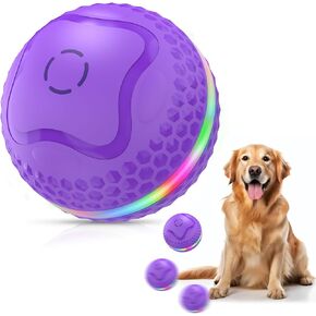 Interactive Dog Toys Ball, Automatic Rolling Ball Toy, Lively pet Ball for Medium/Large Dogs to Relieve Boredom, Activated Automatic Motion Dog Ball Toy with LED Flash, USB Rechargeable