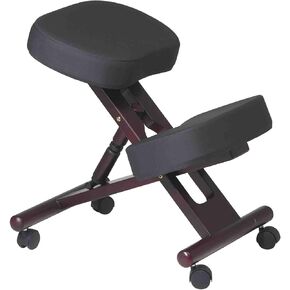 Office Star KC Series Ergonomically Designed Adjustable Knee Chair with Memory Foam Padding and Casters, Mahogany Finish Wood Base