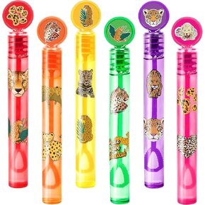 24pcs CHEETAH DIY Bubble Wands Party Party Favors 96pcs ملصقات لـ Goodie Bag Fillers Pinata ، و Mini Bubble Bridk Party Party Supplies Toys Gifts Chars