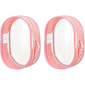 uxcell 2 Pcs 3.94x2.36 Inch Clear Figure Display Bag, PVC Portable Small Dolls Storage Bag, Zipper Closure Carrying Display Case Pouch for Collectibles (Oval Orange)
