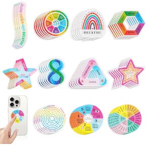 56 Pcs Anxiety Sensory Stickers, 2 Different Surface Textured Stickers, Reusable Fidget Stickers Mindfulness Stickers for Anxiety Relief Items, Mood Calming Stickers for Kids & Adults