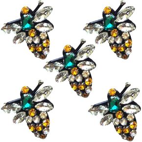 KESYOO 5PCS Rhinestone Beaded Insect Bee Sewing Patch Iron On Embroidery Appliques DIY Craft Badge for Clothing Shoes Socks