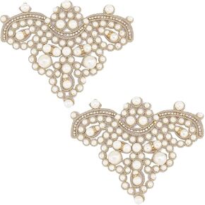 PH PandaHall 2pcs Pearl Patches, Sew on Applique for Shoes Bridal Dress Applique Iron on Pearl Patches with Rhinestone Pearl Beads for Hats Pants Bags Clothes Accessories