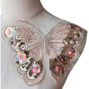 Beaded Applique Colorful Butterfly Sparkling Sequined Butterfly for Party Dress