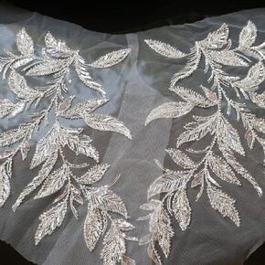 2pc/Pair Luxury Beaded Sequin Embroidery lace Appliques for Wedding Dresses Rhinestone lace Applique Patches Embroidery lace parches ropa…
