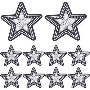 10pcs Pearl Star Patches Iron on Rhinestone Star Patches for Clothing Crystal Beaded Star Patches Handmade Star Embroidered Patches Applique for DIY Dress Pants Hats Jeans Shoes Bags