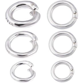 Beebeecraft 1 Box 9Pcs Twist Clasps Jump Rings Sterling Silver 3 Size Locking Round Jump Rings for DIY Bracelet Necklace Jewelry Making Craft