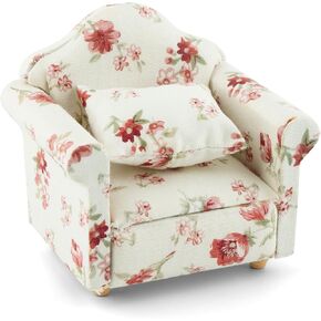 AUEAR, 1:12 Mini Wooden Sofa Arm Chair Furniture for Living Room
