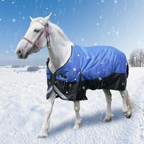 72" Winter Horse Blanket, 1200D Waterproof Poly Horse Turnout Blanket, Tear-Resistant Thick Horse Blanket with Snuggit 220g Filling, Breathable Warmth Turnout Blankets for Horse