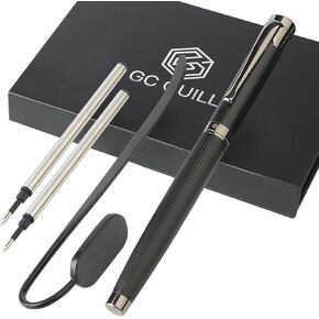 GC QUILL Luxury Rollerball Pen Gift Set, Fancy Pen with 2 Black Ink Refills and Metal Bookmark, Nice Pen for Writing Journaling, Elegant Pen for Men Women Gift - MU-30