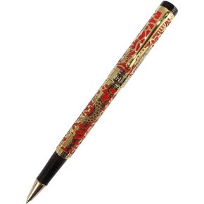 Gullor Rollerball Pen Jinhao 5000 with Golden Dragon Carved (Red and Golden)
