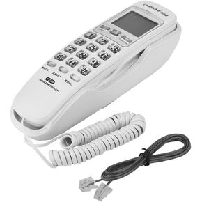 Corded Phone, Wall-Mountable Telephone with Call Display One-Button Redial Built-in Dial Pad Telephone, White