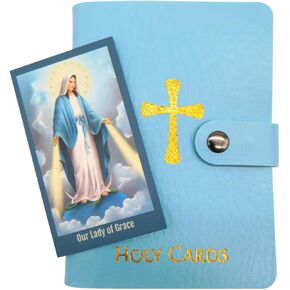 Westmon Works Ladies Holy Card Holder Set 20 Sleeves Per Booklet with Miraculous Mary Our Lady of Grace Prayer Card