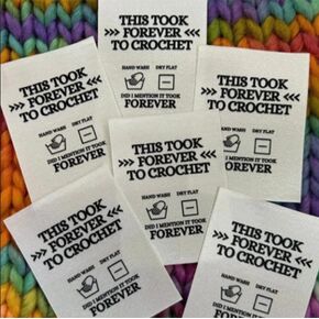 Knitting Labels Personalized 'This Took Forever to Crochet',Adorable Crochet Tags Unique Handmade Labels for Crochet (50Pcs), White