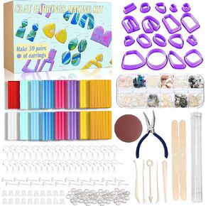 Vicentorra Complete Polymer Clay Earring Making Kit, Clay Jewelry Making Supplies, DIY Cool Stuff Crafts Set Gifts for Adult Or Ages 12+ Teen