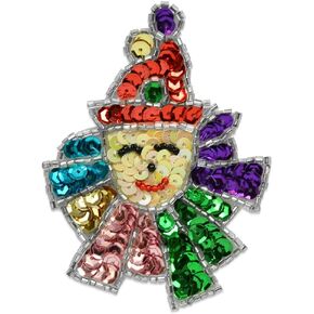Expo International Mardi Gras Mime Beaded Sequin 8" x 5 1/2" Patches/Appliques, Multi Colors