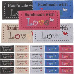 100PCS Personalized Sewing Labels for Handmade Items Hand Made with Love Sewing Labels Cloth Tags Quilt Labels Personalized Sew on Clothing Labels