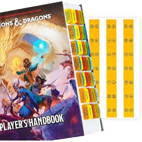 Index Tabs for The D&D 2024 Player's Handbook (Book not Included), 56 D&D Core Rulebook Color Coded Clear PVC Laminated Tabs, with A-Z Tabs Double-Sided Content & Durable Repositionable Tabs