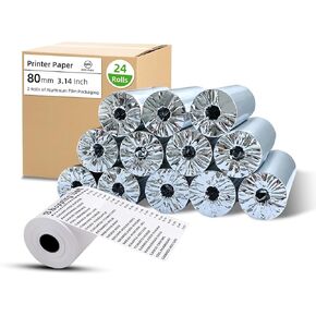 Thermal Paper For Receipt Printer - 80mm (3.14") × 17m, Compatible with M817 Printer and wide range of POS Systems for Small Business – For Cash Registers Printer, ATM Machine (24 Rolls)