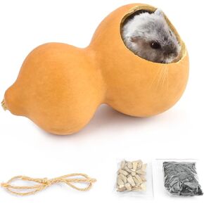 Natural Hamster Hideout, Hamster House, Hamster Toys, Hamster Cage Accessories, Hamster Hide Chew Toys &Bedding Habitat Decor for Hamster or Other Small-Sized Animals (S(3.7in*1.9in))