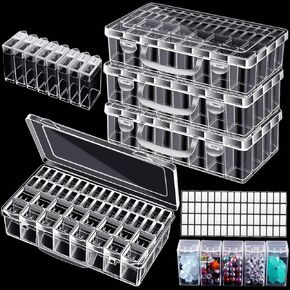 Loyim 3 PCS 48 GRIDS Diamond Paint Drill Containers 5D Accessories Diamond Exproidery Box Diamonger Case Exmbroidery Beads Beads box مع قمع وملصقات للخرز بذور الفنون الفنية