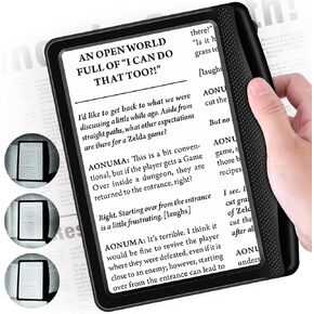 Rechargeable 5X Magnifying Glass for Reading, Ultra Bright Magnifying Glass with Light, Brightness Dimmable, Lightweight Full Page Handheld Lighted Book Magnifier for Reading Senior Elderly Low Vision