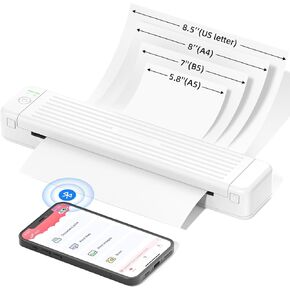 Odaro Portable Wireless Printer - P831 Thermal Transfer Printer, Inkless Mobile Printer for Travel, Home, Small Business, School, Support 8.5" X 11" Copy Paper (Letter/A4/A5/B5), 300DPI - Black