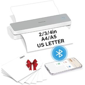 JimKing Portabel Thermal Printer, Bluetooth Wireless Printer with 10pcs Thermal Papers, Supports 8.5x11 US Letter&A4, Inkfree Printer Compatible with Phone Laptop for Office Home Travel