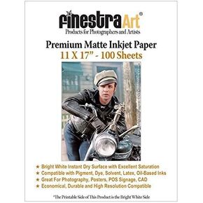11" X 17" Premium Matte Bright White Inkjet Photo Paper - 100 Sheets