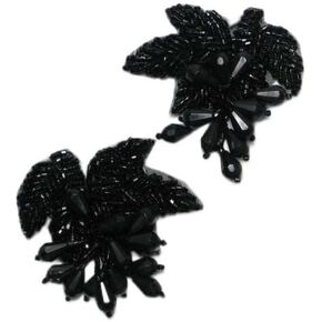Expo International Celebration Beaded Pack of 2 Patches/Appliques, Black