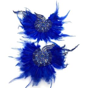 1920s Hand Sewing Crystal Rhinestones Feather Flower Corsage Rhinestone Trendy Feathers Women's Brooches & Pins Beaded Appliques Patches Bridal Headwear DIY Decoration Accessories (White)