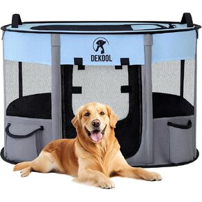 Foldable Dog Playpen,Pet Playpen,Portable Dog Crate for Small Dogs,Puppy Play Pen for Indoors，Kennel Tent Crate for Indoor Outdoor Travel Camping Use with Carrying Case (Blue, L)