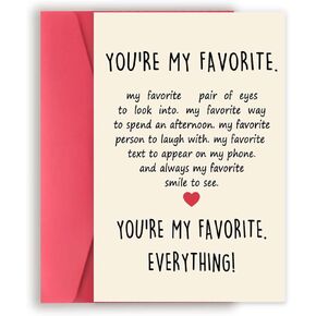 Asmallgf Happy Valentines Day Card for Him Her, Sweet Boyfriend Girlfriend Anniversary Bday Gifts, You Are My Favorite Everything
