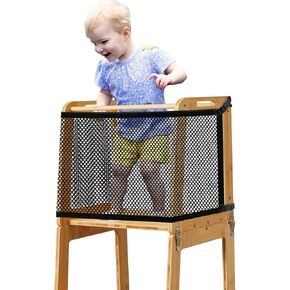 Toddler Learning Tower Safety Net,Toddler Tower Safety Net for Kids Kitchen Play,Step Tool Toddlers Tower Net with Four Sided Protection,Safety Netting for Kids Play
