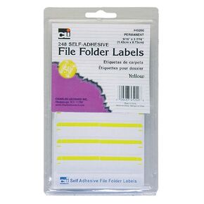 Charles Leonard File Folder Labels, Self-Adhesive, 0.56 x 3.43 Inches, Yellow, 248-Count Box (45240)