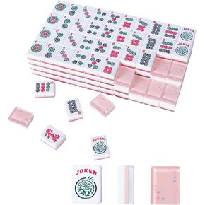 American Mahjong Tile Set with 166 Quality Acrylic Tiles (1.2" Pink, Tiles Only), Mah jongg Game Set