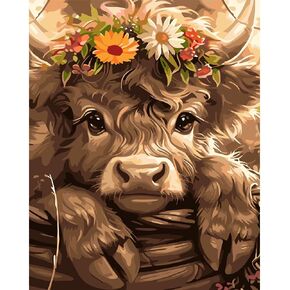 AOSGEDY Highland Cow Paint by Numbers Kit for Adults Beginner, Cow Adult Paint by Number Kits On Canvas Adults' Paint-by-Number Kits DIY Oil Painting Kits for Home Wall Decor 16x20 Inch