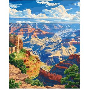 Grand Canyon National Park Paint by Number Kits for Adults Beginner, US Mountains Landscape Paint by Numbers, Nature Scenery Acrylic Painting on Canvas for Home Wall Decor(16×20inches, Unframe)