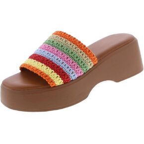 Women's Platform Sandals Wedge Slides Open Toe Comfort Padded Band Slip On